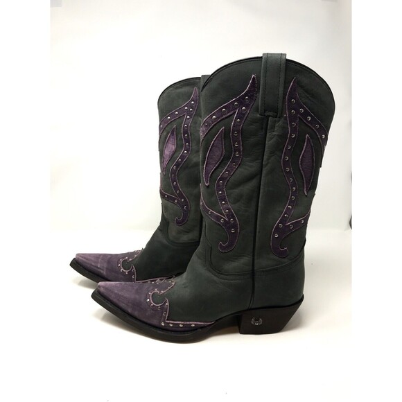 Eight Second Angel Women's Size 8 Purple Distressed Western Cowboy Boots Rodeo - Picture 2 of 11